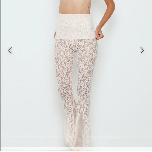 Free People We Are Hot As Hell All Tied Up Lace Bell Bottom Pants NEW With Tags - Picture 4 of 12